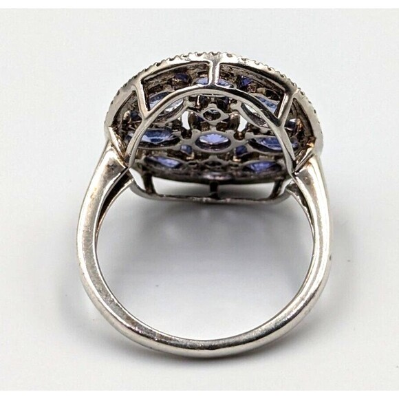 Sterling Silver 925 SNJ Tanzanite White Topaz MCM Style Statement Ring Sz 9 - Picture 14 of 16